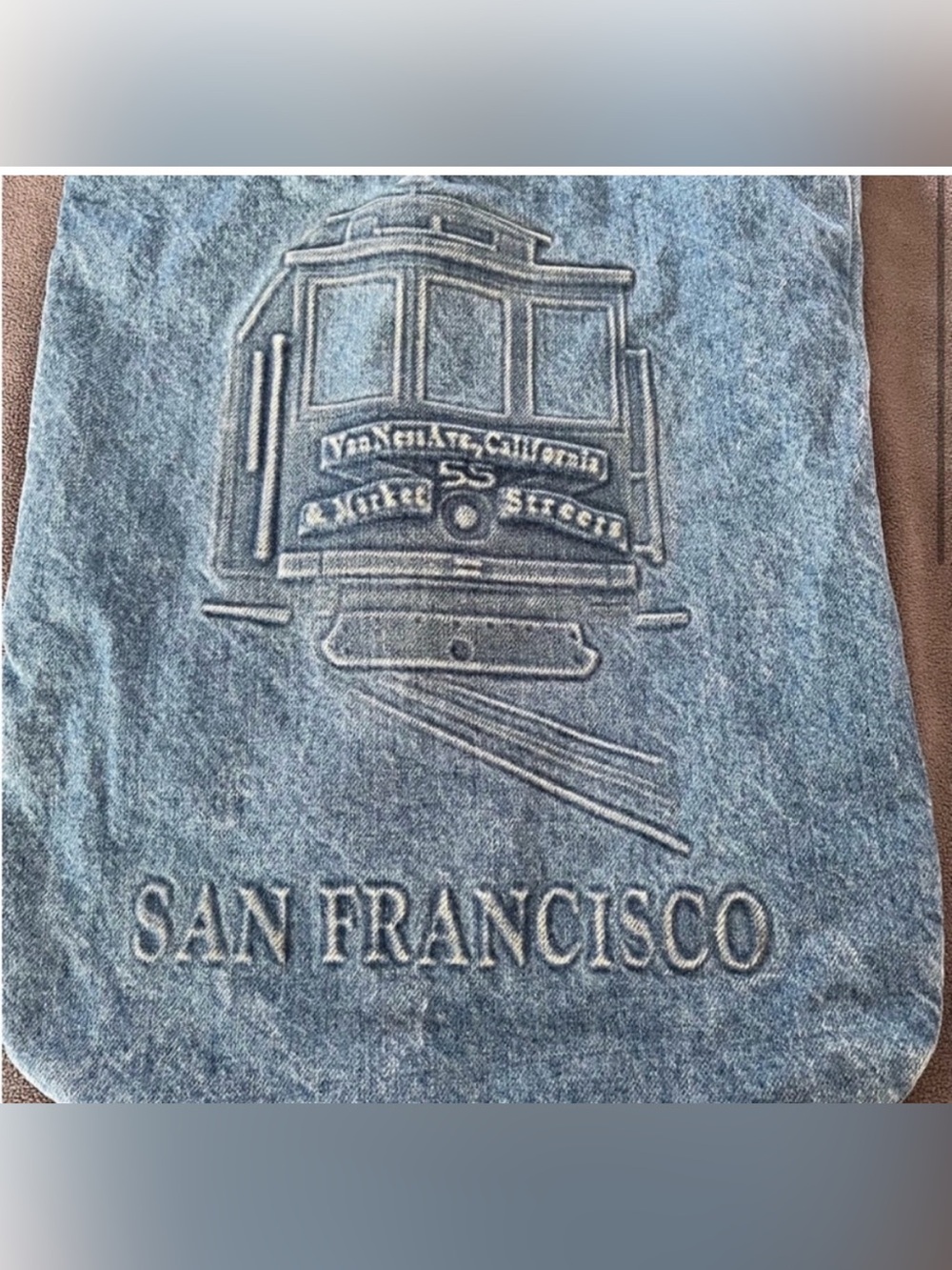 San Francisco Denim Jeans Tote Bag Embossed Retro